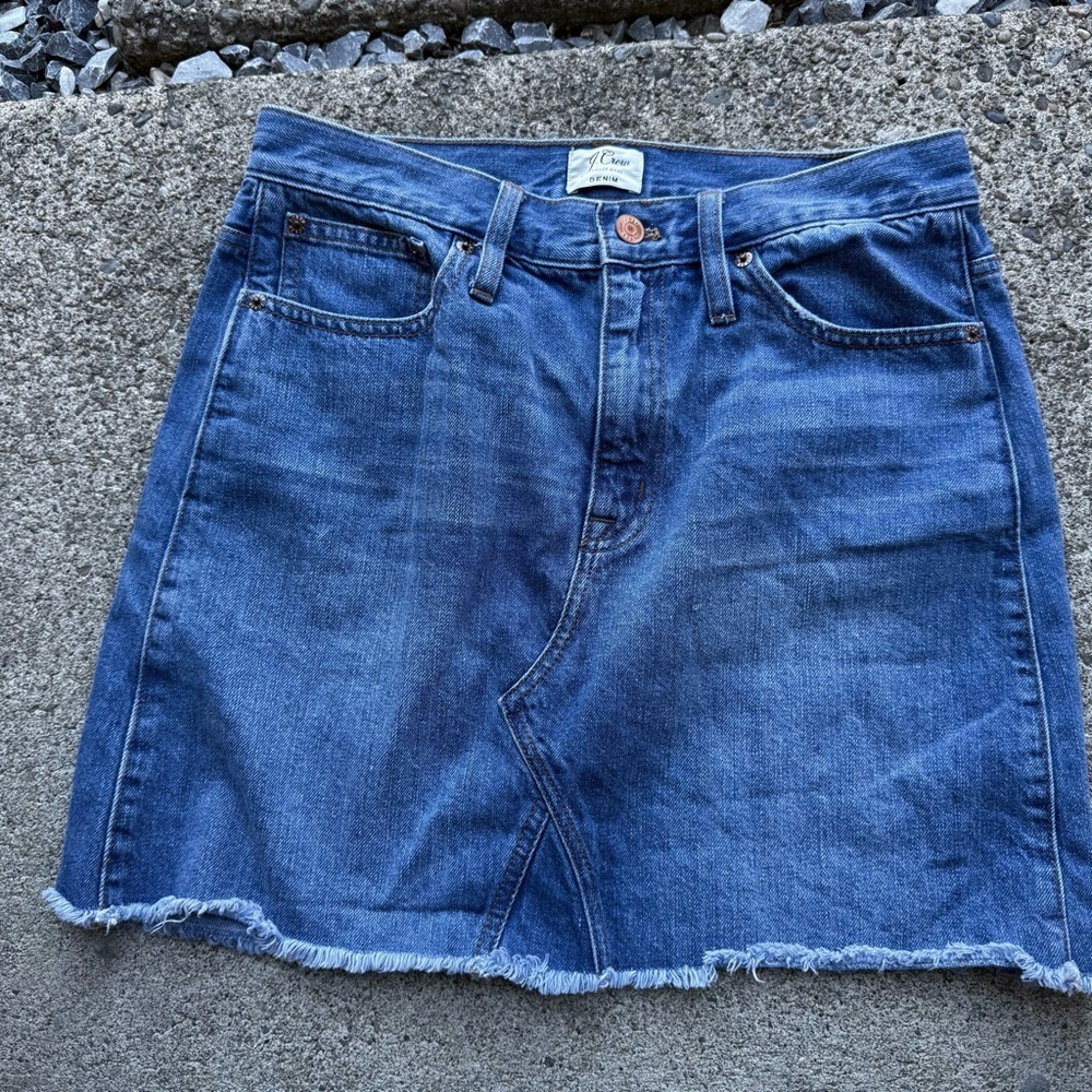 J. Crew Frayed Hem Denim Jean Mini Skirt 28